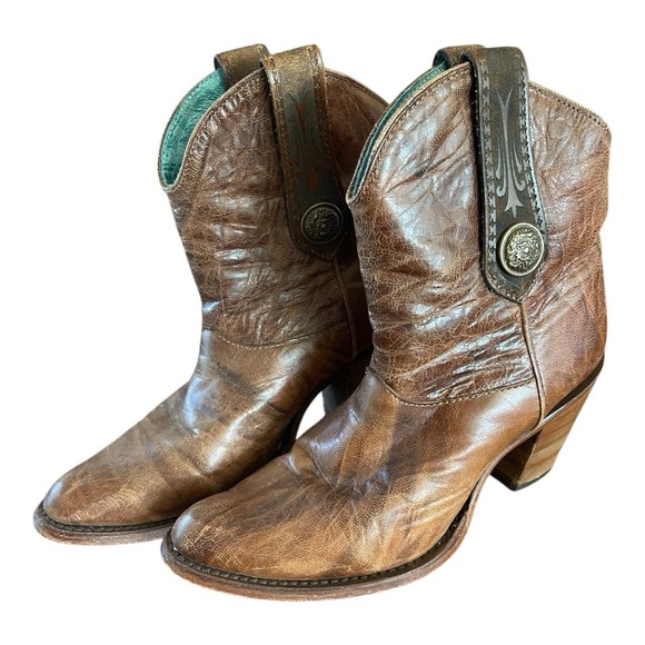 Corral Booties Womens 6.5 Brown Rustic Leather Western Ankle Boots‎ - Picture 1 of 16